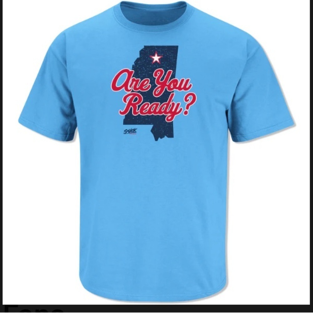 Ole Miss Football Light Blue Heavy Cotton T-Shirt